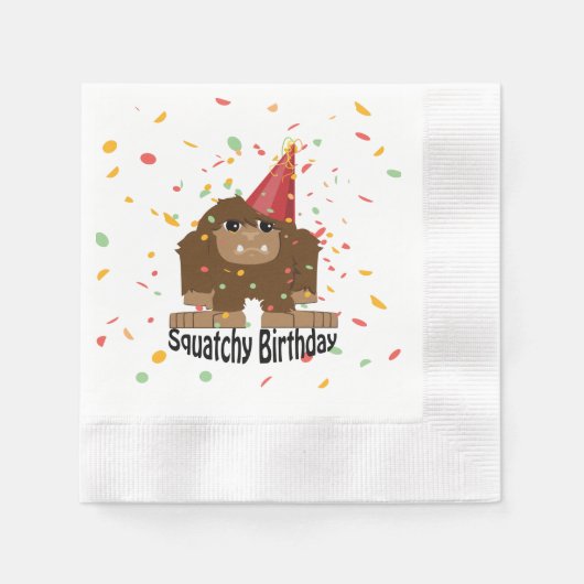 Cute Squatchy Birthday Cartoon Bigfoot Servet (Voorkant)