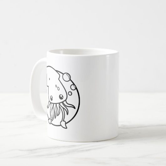 Cute Squid Coffee Mok (Voorkant links)