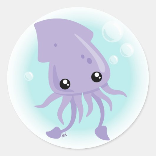 Cute Squid Sticker (Voorkant)