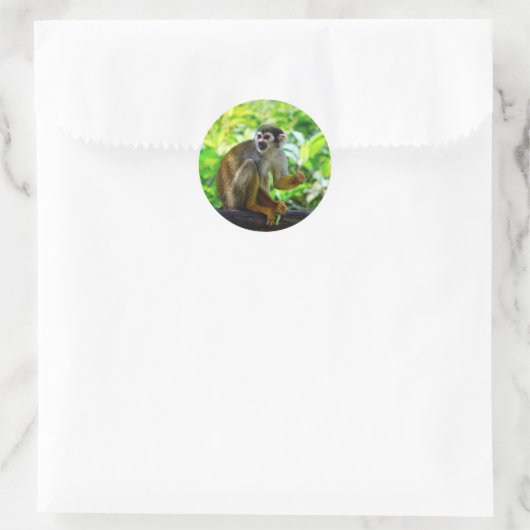 Cute squirrel aap ronde sticker (Tas)