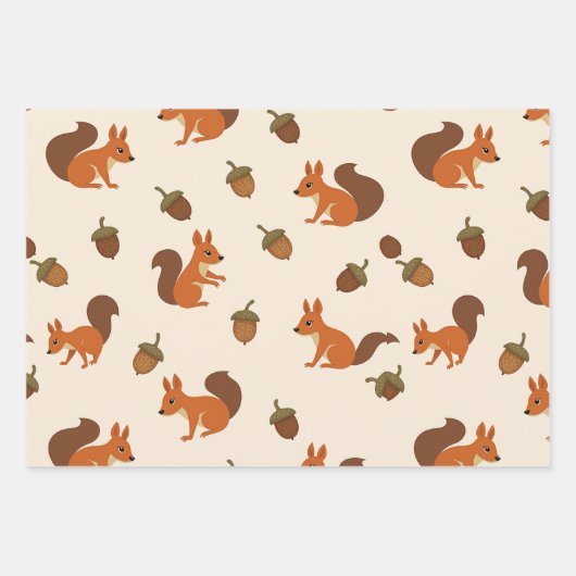 cute squirrel and acorn pattern Wrapping Paper (Voorkant 3)