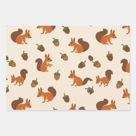 cute squirrel and acorn pattern Wrapping Paper (Voorkant)