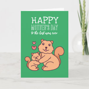 Cute Squirrel Animal Cartoon Happy Moederdag Kaart