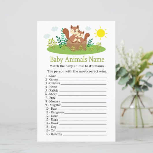 Cute Squirrel Baby Animals Name Game (Staand voorkant)
