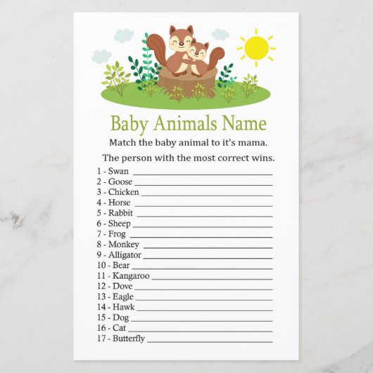 Cute Squirrel Baby Animals Name Game (Voorkant)