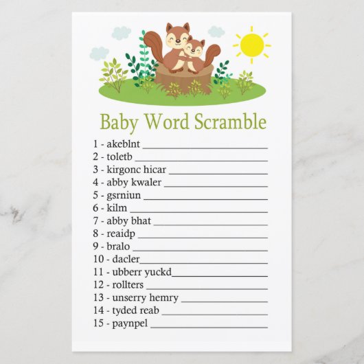 Cute Squirrel Baby word scramble game (Voorkant)