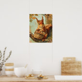 Cute Squirrel Basket Baby Room Decor Poster (Keuken)