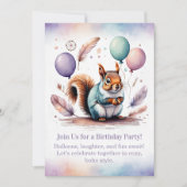 Cute Squirrel Birthday Invitation Woodland Boho  Kaart (Voorkant)