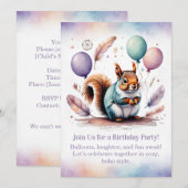 Cute Squirrel Birthday Invitation Woodland Boho  Kaart (Voorkant / Achterkant)