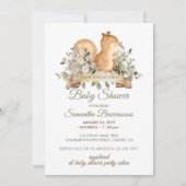 Cute Squirrel Botanisch Lint Baby Shower Kaart (Voorkant)