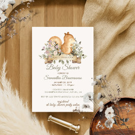 Cute Squirrel Botanisch Lint Baby Shower Kaart