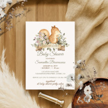 Cute Squirrel Botanische Lint Baby Shower