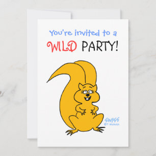 Cute Squirrel Cartoon Art Wild Party Humoureuze Kaart