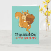 Cute Squirrel Cartoon Laten we gaan snotten grappi Kaart (Gele Bloem)