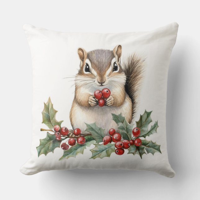 Cute Squirrel Christmas Throw Pillow Kussen (Voorkant)