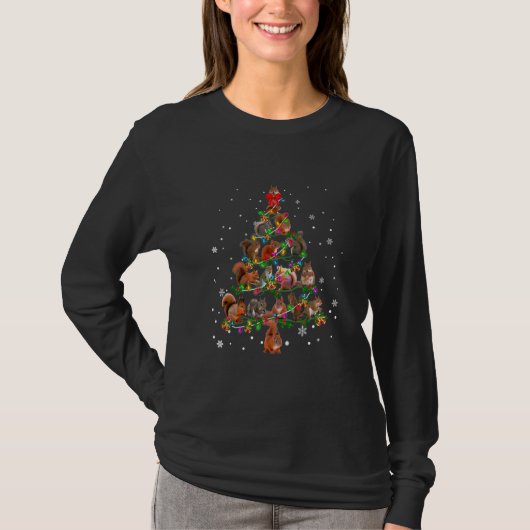 Cute Squirrel Christmas Tree gift decor Xmas tree T-shirt (Voorkant)