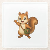 Cute Squirrel Coaster – Okojo and Friends Glazen Onderzetter (Voorkant)