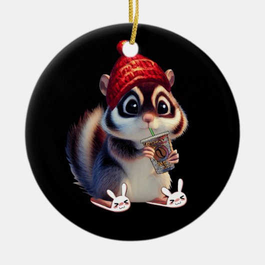 Cute Squirrel Coffee Funny Coffee Drink Squirre Keramisch Ornament (Voorkant)