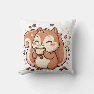 Cute Squirrel Coffee Kussen - Kawaii Huisdecoratie