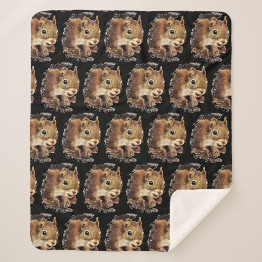 Cute Squirrel curieuze Fun Animal Waterverf Art Sherpa Deken (Voorkant)
