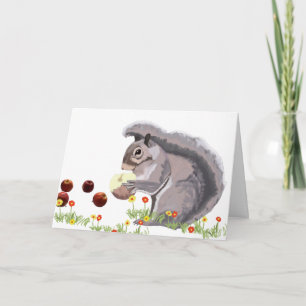 Cute Squirrel die een appel eet Feestdagen Kaart