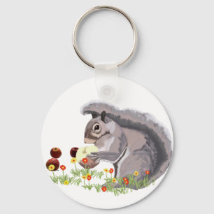 Cute Squirrel die een appel eet Sleutelhanger