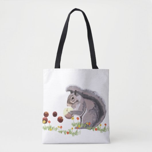 Cute Squirrel die een appel eet Tote Bag (Voorkant)
