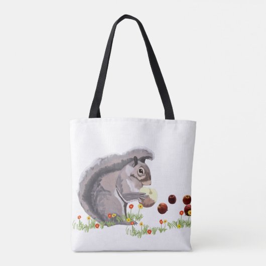 Cute Squirrel die een appel eet Tote Bag (Achterkant)