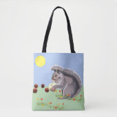 Cute Squirrel die een appelCanvas tas eet (Voorkant)