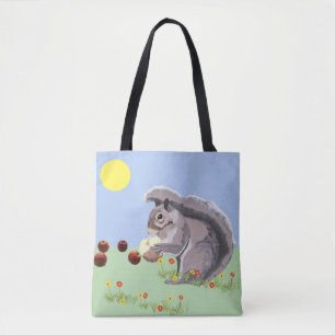 Cute Squirrel die een appelCanvas tas eet