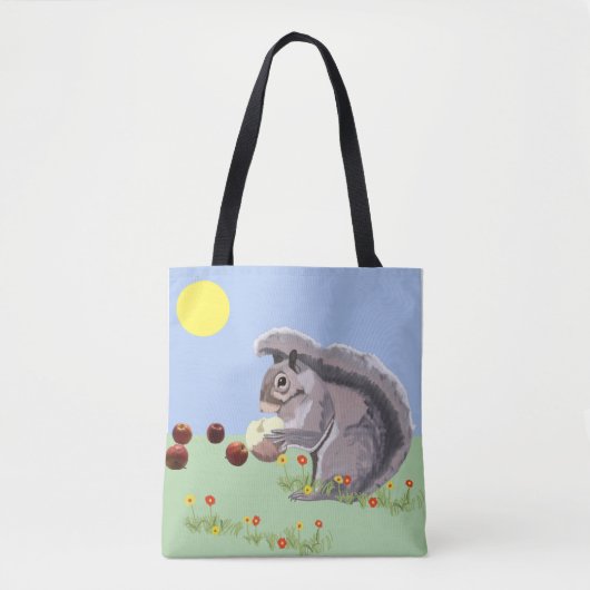 Cute Squirrel die een appelCanvas tas eet (Voorkant)