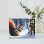 Cute Squirrel die handen opwarmt in een sjaal Briefkaart (Staand voorkant)