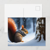 Cute Squirrel die handen opwarmt in een sjaal Briefkaart (Voorkant / Achterkant)