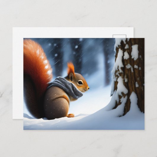 Cute Squirrel die handen opwarmt in een sjaal Briefkaart (Voorkant / Achterkant)