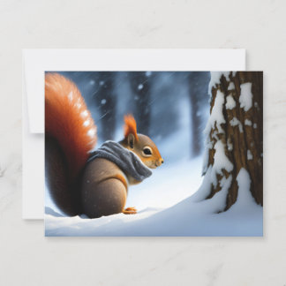 Cute Squirrel die handen opwarmt in een sjaal Briefkaart