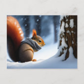 Cute Squirrel die handen opwarmt in een sjaal Briefkaart (Voorkant)