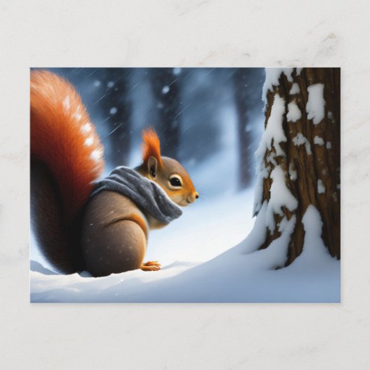 Cute Squirrel die handen opwarmt in een sjaal Briefkaart (Voorkant)