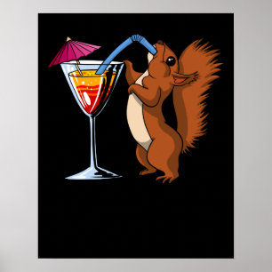 Cute Squirrel Dier Drink Cocktail Party Poster