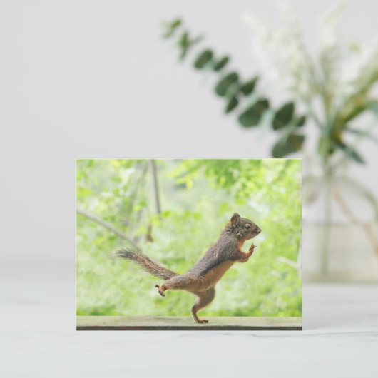 Cute Squirrel Doing Tai Chi Briefkaart (Staand voorkant)