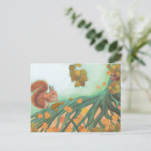 Cute Squirrel Eating Hazelnut Illustratie Feestdagenkaart (Staand voorkant)