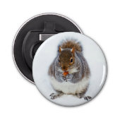 Cute Squirrel Eet een Nut Bottelopener Button Flesopener (Voorkant)