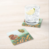 Cute Squirrel eet Hazelnut Illustratie Kartonnen Onderzetters (Insitu)