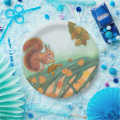 Cute Squirrel eet Hazelnut Illustratie Papieren Bordje (Feest)