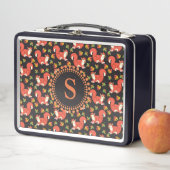 Cute Squirrel en Autumn Leaf Pattern Monogram (In situ)