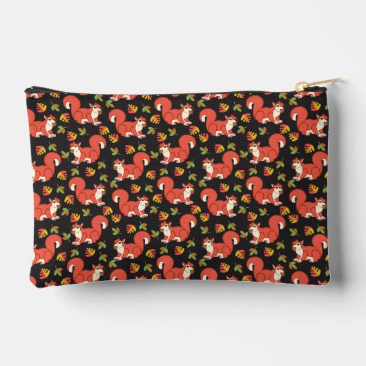 Cute Squirrel en Autumn Leaf Pattern Monogram Etui (Achterkant)