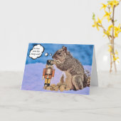 Cute Squirrel en Nutcracker-kerstkaart Kaart (Gele Bloem)