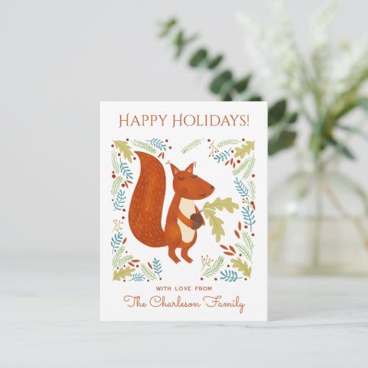 Cute Squirrel Feestdagenkaart (Staand voorkant)