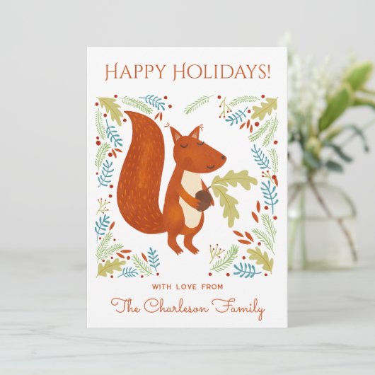 Cute Squirrel Feestdagenkaart (Staand voorkant)