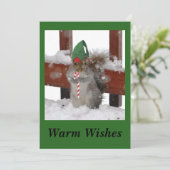 Cute Squirrel Flat Holiday Kaart on Green (Staand voorkant)