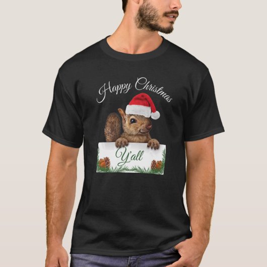 Cute Squirrel Happy Kerstkerstkerstkerstkerstkerst T-shirt (Voorkant)